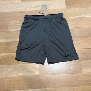 NWT Nike Men's Dark Gray Athletic Shorts with Black Swoosh
